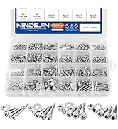 NINDEJIN 880Pcs M2 M3 M4 M5 Stainless Steel Precise Metric Hex Socket Head Cap Machine Screws,Rou...