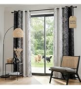 PONY DANCE Black and White Blackout Curtains for Bedroom & Living Room, Patterned Ombre Curtains ...