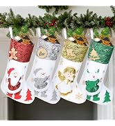 Personalized Stockings Christmas - 18.5 Inches Large Christmas Stockings with Diy Hanging Wooden ...