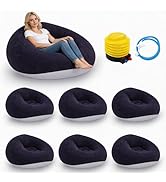 Peakora 6 Pcs Deep Blue Inflatable Sofa Chairs with Foot Pump, 330 lbs Capacity & 39”x24” Size, P...