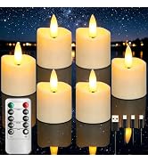 YTRUSTIX Rechargeable Flameless Candles with Remote Timer, 6pcs Flickering Tea Lights Candles Bat...