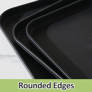 4 Pack Black Plastic Serving Trays