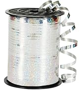Shiny Silver Ribbon,3/16 inch x 500 Yards Metallic Silver Curling Ribbon for New Year Gifts Wrapp...