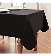BALCONY & FALCON Rectangle Tablecloth Waterproof Table Cover Fuzzy Linen and Satin Double-Sided U...