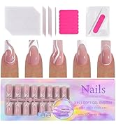ZJO 150 Pcs French Tip Press on Nails, Pre-Designed Swirl Soft Gel Nail Tips, No Need to Square F...