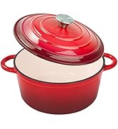 Fijinhom 6 Quart Enameled Cast Iron Dutch Oven Pot with Lid, Dual Handle for Bread Baking, Pre-Se...
