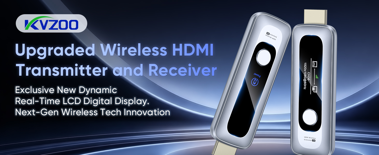 Wireless HDMI Transmitter and Receiver 328FT/100M Plug and Play LCD Display 4K Decode 1080P Output