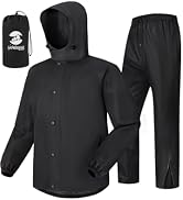 SaphiRose Men's Waterproof Rain Gear 2pcs/set Packable Rain Suit | pack in bag, stow-away hood, w...