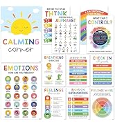 BEAWART 12 Calming Corner Classroom Posters (10x14) - Feelings Wheel Chart & Emotions Poster For ...