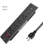 20W PD Mountable Power Strip Type C Recessed Power Strip USB C Fast Charge 4 Outlet 3 USB Multipl...