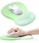 Ergonomic Green Mouse Pad with Wrist Support, Comfortable Memory Foam Mousepad with Wrist Rest fo...