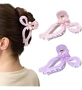ACECHA 2 Pack Cute Bow Hair Claw Clips for Women - Double Hair Bows Clips for Thick Thin, Elegant...