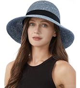 Zylioo 2XL/XL/L/M/S Womens Straw Hat,Wide Brim Sun Protection Beach Hats,UPF 50+ Floppy Summer Ha...