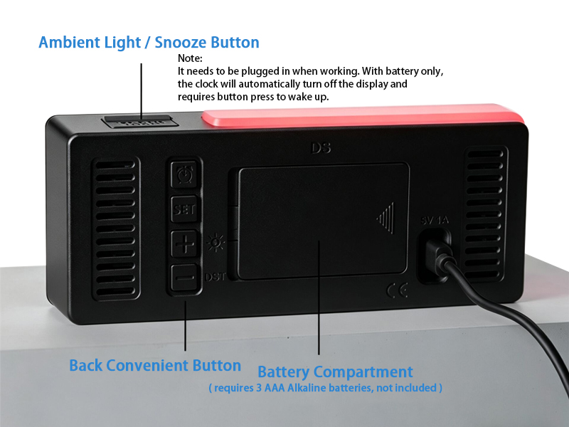 Small Digital Alarm Clock with DST