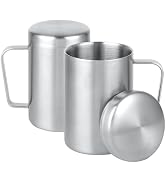 Jvsot 17 oz Stainless Steel Camping Mugs with Handles and Lids Set of 2 | Double-Wall Design, 304...