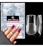 UNA GELLA Medium Square Nail Tips: 216pcs Square Press on Nails Pre-shape Clear Nails Tips for Fu...