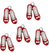 WsjiaboFux 5Pcs Red Creative Shoes Pendants Silver Alloy Tone Enamel Red Shoes Charms Beading Sup...