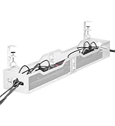 Under Desk Cable Management Tray White, Litwaro Cable Management Under Desk No Drill, 25'' Cable ...