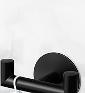 GWAAZXGZ 2 Pack Black Bathroom Hooks for Towels - Self Adhesive Double Hooks for Wall, No Drillin...