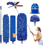 Dusters 6-in-1 Kit, Duster with Extension Pole 100 Inches, Dusters for Cleaning, Cobweb Duster, M...
