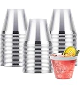 Goodluck 50PCS 9oz Plastic Cups for Party, Disposable Silver Plastic Cups | Plastic Cocktail Glas...