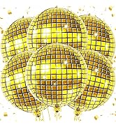KatchOn, Huge Gold Disco Ball Balloons - 22 Inch Pack of 6 | 4D Disco Balloon for Golden Birthday...