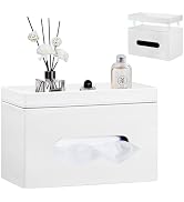 PU Leather Tissue Box Cover Rectangle with Detachable Storage Tray,Fits 230-Count Box Tall Rectan...
