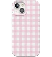 Casely iPhone 15 Case | Pink Plaid | Sunday Best | Compatible with MagSafe | Classic Ultra Slim D...