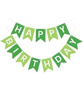 Pre-Strung Green Happy Birthday Banner Signs Party Decorations for Women Men Girls Boys