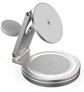 Foldable 360º Rotatable Zinc Alloy 3-in-1 Magnetic Wireless Charger,3 in 1 Charging Station,Charg...