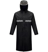 FMLIUY Men's Waterproof Rain Gear Long Reflective Oxford Rain Coat with Hood Lightweight Windbrea...