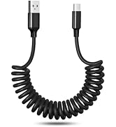 Coiled USB to USB C Cable, OKRAY USB a to USB c Cable 60W Fast Charging 3FT Retractable Carplay&A...