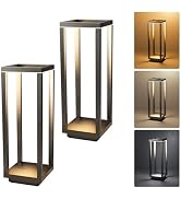 Dawnrise 2PK Rechargeable Cordless Table Lamp, 3 Color Dimmable Protable Outdoor Table Lamps, Wat...