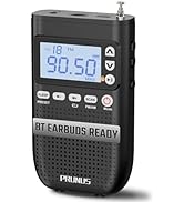 PRUNUS J-618 Portable Radio AM FM to Bluetooth Earphone, as Bluetooth Speaker, 2000mah Rechargeab...