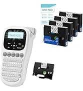 H1100 Portable Label Maker with 5PK 12mm Laminated Clear Tape Waterproof, Keyboard Labeling Machi...