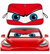 Tesla Model Y/3 Windshield Sun Shade, Angry Red | Custom Fit for 2017-2026 Model Y and Model 3, F...