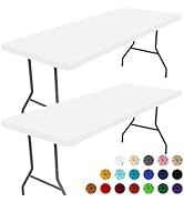 Moosfor Spandex 6 Foot Rectangle Table Cloth 2 Pack, Elastic Fitted Tablecloths for Picnic, Stret...