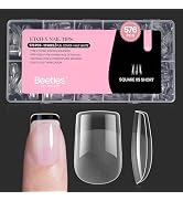 Beetles Short Square Nail Tips: 576PCS 12 Sizes XS Short Square Half Matte Clear False Acrylic Pr...