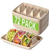Kzeirm 72 Pcs Disposable Taco Holder Plates, Taco Bar Serving Set for a Party, Fiesta Taco Tray H...