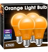 Briignite Light Blub,Halloween Light Bulbs,Orange 4Pack Dusk to Dawn,Decor | 6W(40W Equivalent), ...