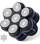 Magnetic Head Shaver Replacement Heads 7 Double Ring Waterproof Rotary Razor Blades for Bald Men ...