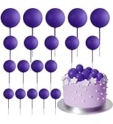 ASTARON 20 Pcs Ball Cake Topper Decorations Mini Balloons Cake Topper Sticks Dark Purple Balls Ca...