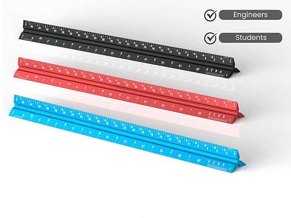 Architectural Scale Ruler Inches Imperial Aluminum Metal Architecture Engineering Triangular
