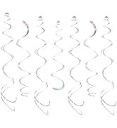 24 PCS Iridescent Hanging Swirl, Shinny Holographic Ceiling Decorations, Plastic Streamer Party D...