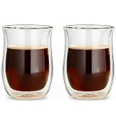 Easyworkz Double Walled Glass Coffee Mugs,Set of 2 (8.5 fl oz / 250ml) - Clear Borosilicate Glass...