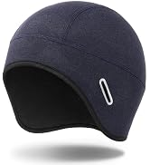 MELASA Winter Helmet Liner Skull Cap, Fleece Lined Warm Cycling Cap with Glasses Holes, Thermal H...