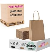 MESHA Gift Paper Bags 20000 PACK 5.25x3.75x8'' Brown Small Shopping Kraft Bags Bulk with Handles ...