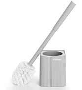 Y-in Hand Toilet Brush, Toilet Bowl Cleaners Brush with Hidden Holder, Long Handle, Durable PP Br...