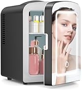 Xbeauty Skincare Mini Fridge With Dimmable LED Mirror, 4L Mini Refrigerator for SkinCare, Cosmeti...