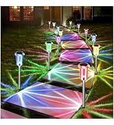DenicMic Outdoor Solar Lights Waterproof 10 Pack Color LED Christmas Decor | Pathway Yard Garden ...
